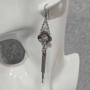 Dangle Rhinestone and Flower Earrings.